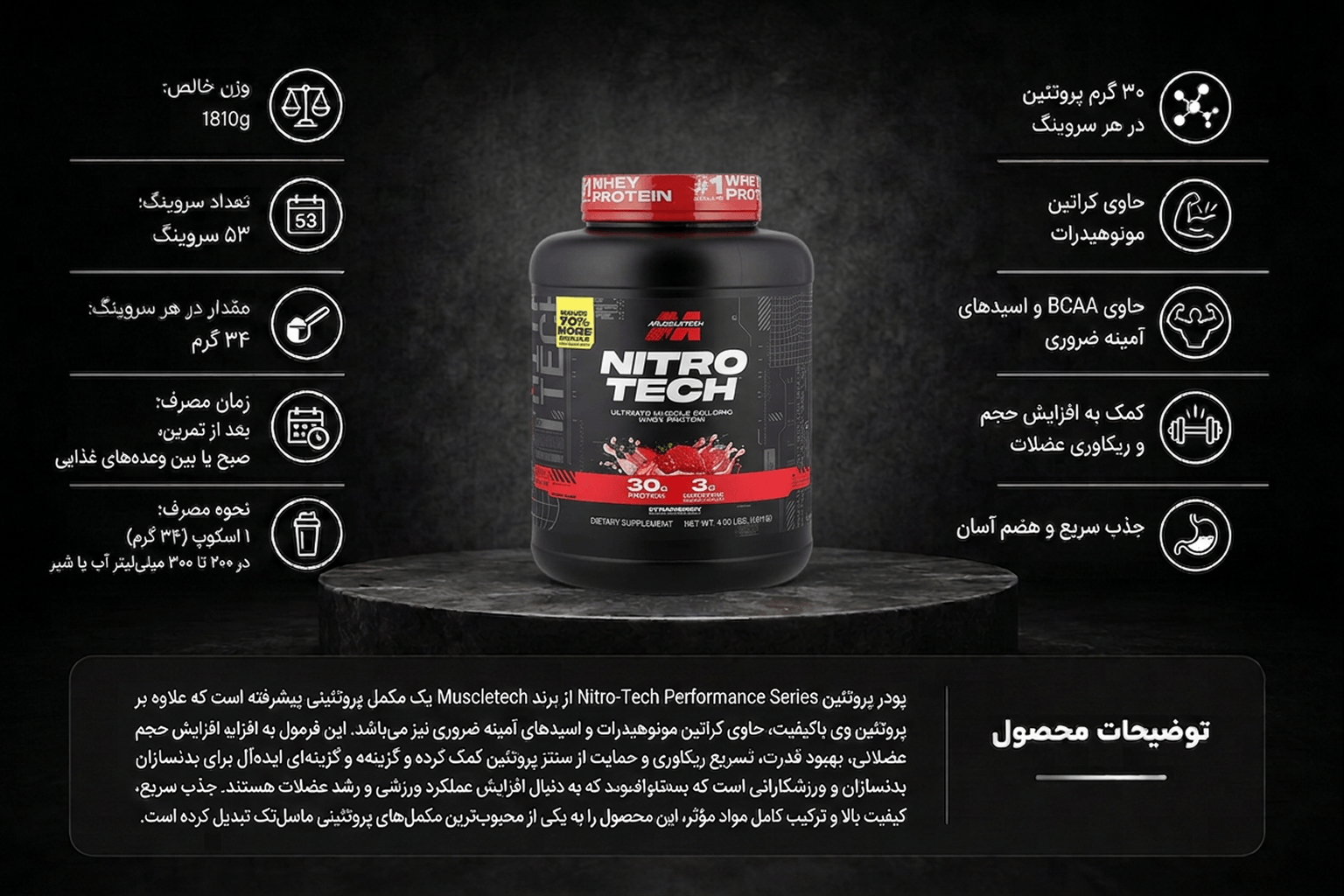پروتئین وی ماسلتک پرفورمنس ۱۸۱۰ گرم